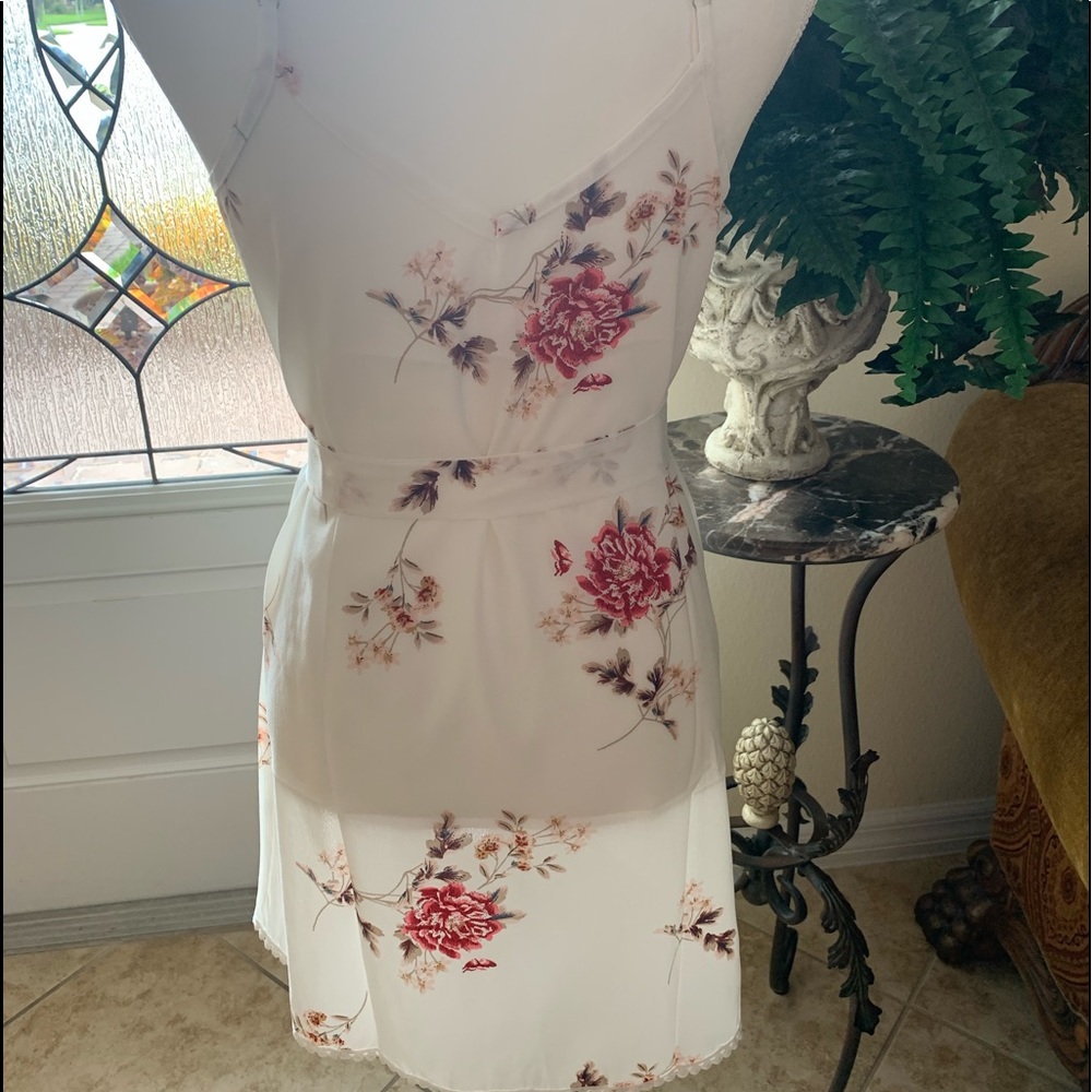 White Floral Spaghetti Strap Mini Dress - Picture 10 of 11